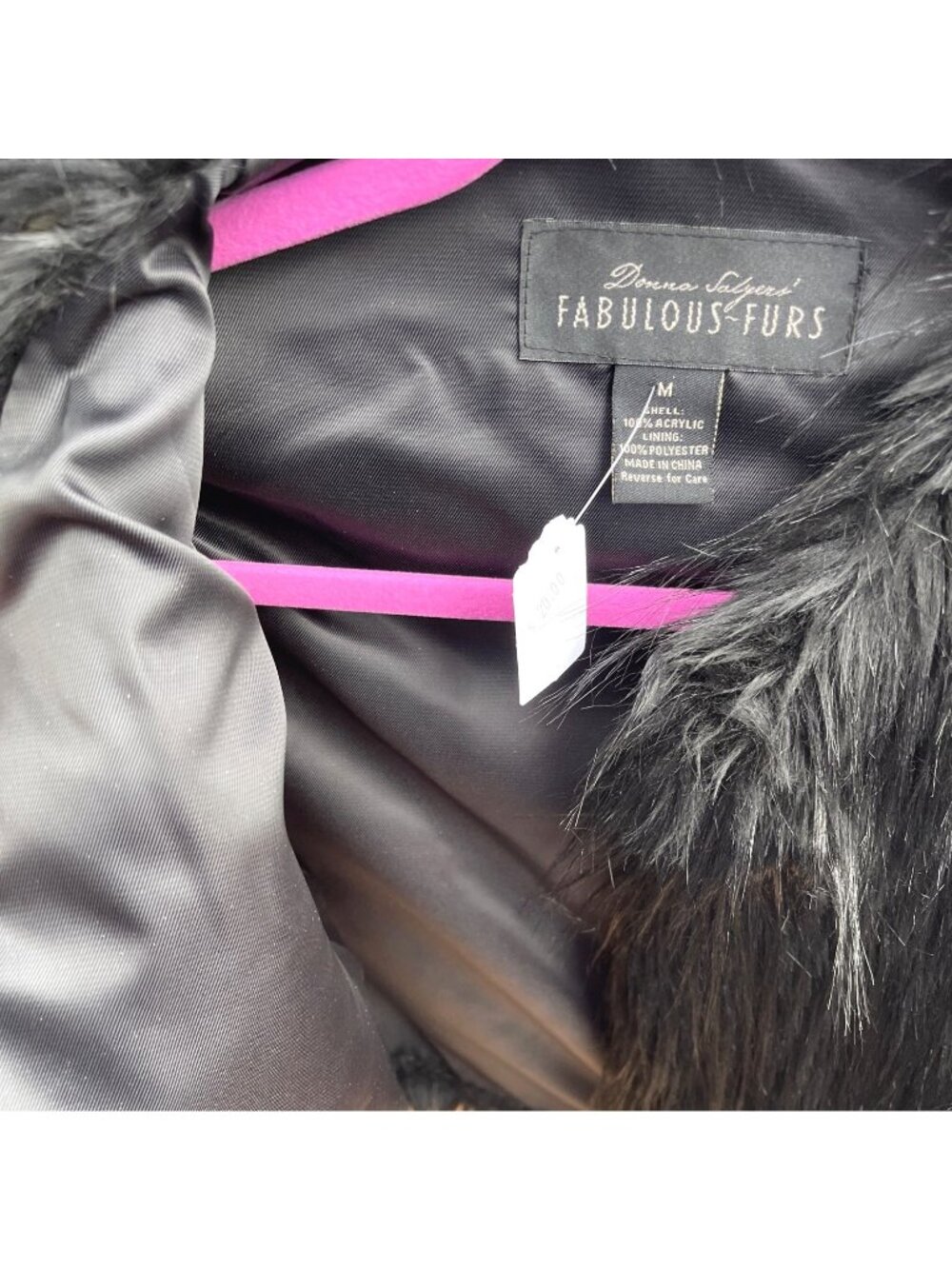 Donna Salyers Fabulous Furs Faux Fur Cropped Bolero Jacket Black Size M - Picture 3 of 7